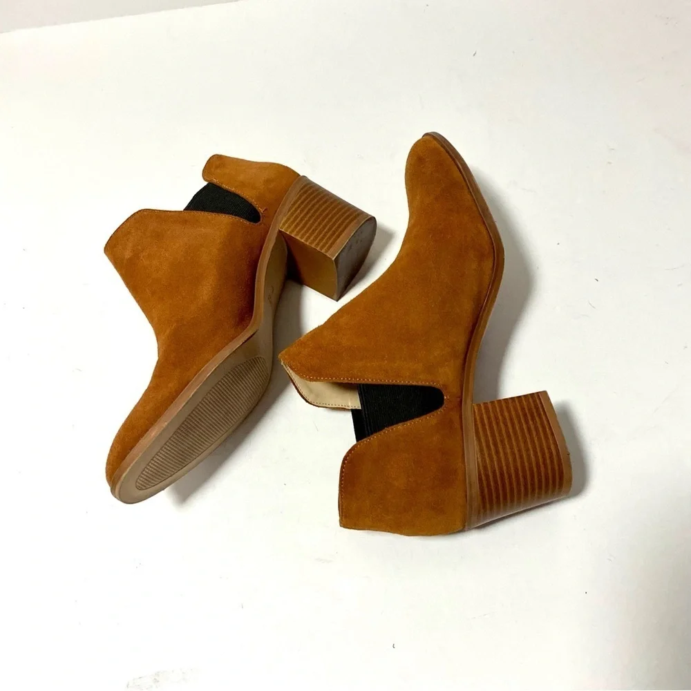 ZARA Basic Collection Brown Slip-on Suede Ankle Booties Size US 8.5 EU 39